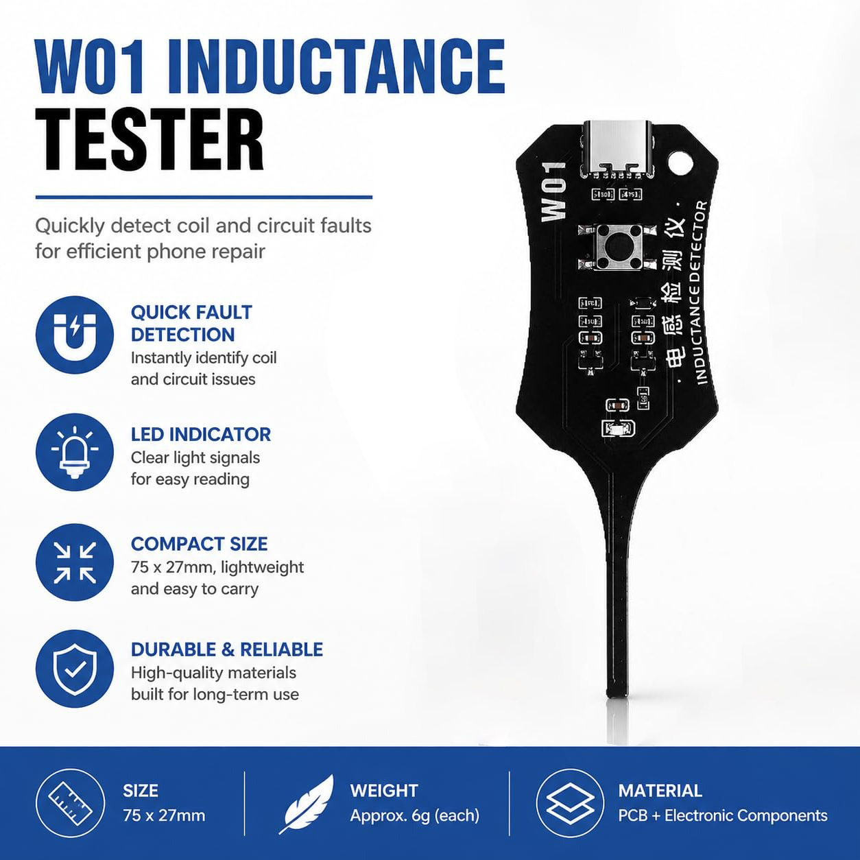 Co Detector Plug - W01 Type C Inductantietester Moederbord Spoeltester