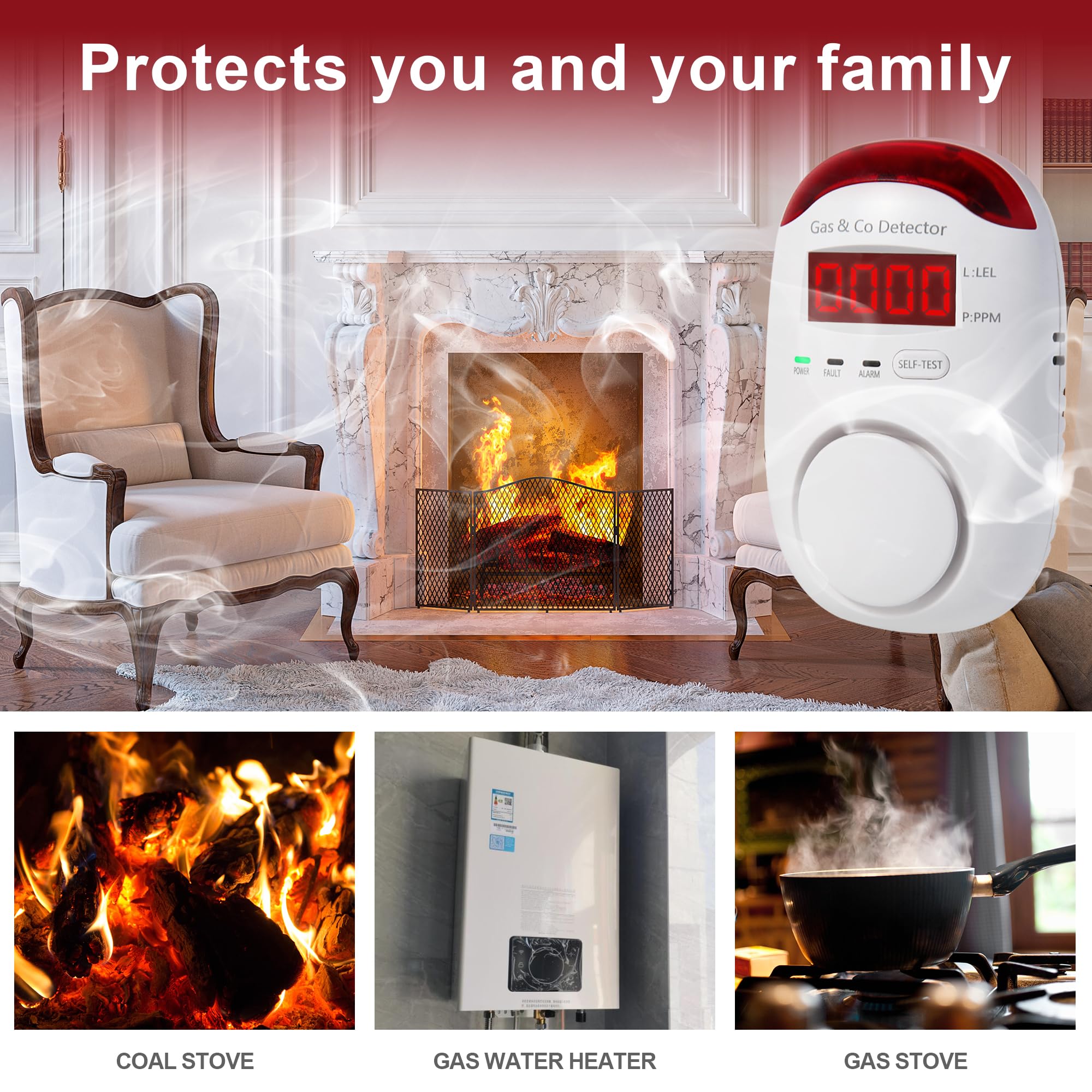 Combinatie van gas- en koolmon - Co Detector Plug recensie en prijs